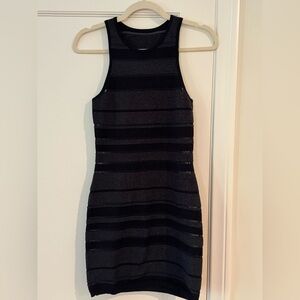 ALO Yoga Black and Gray Striped Mini Dress